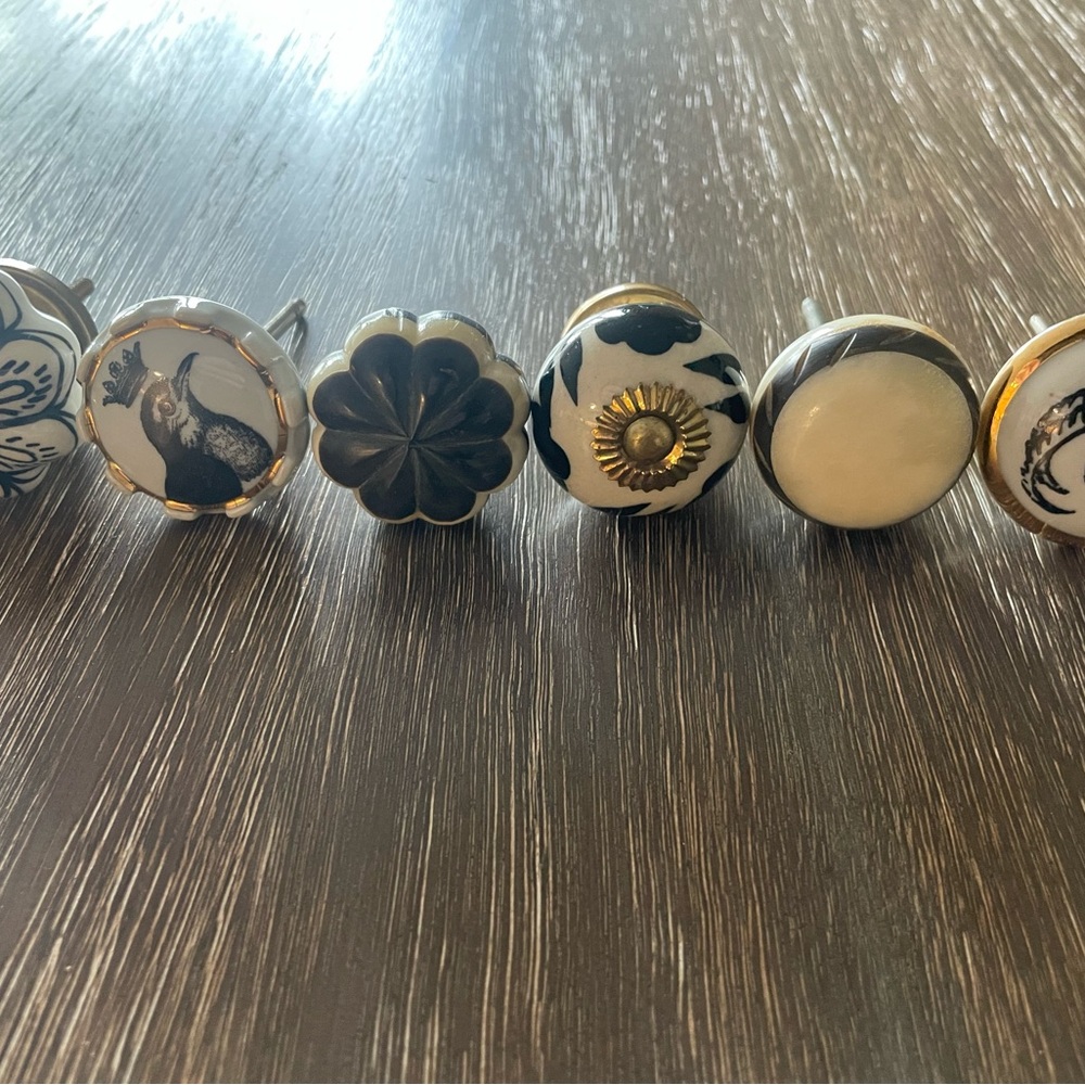Set of Decorative Black and White Knobs